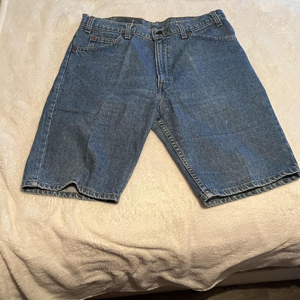 Vintage Levi's 550 Bermuda Shorts Mens 33 Denim Relaxed Fit Made USA Orange Tab